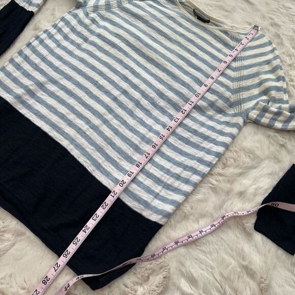 Vince Cotton Striped Sweater Lightweight Blue White Coastal Nautical size S - Picture 10 of 10